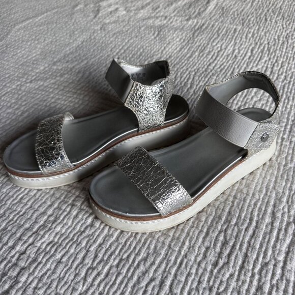 Franco Sarto Metallic Silver Platform Sandals - Picture 1 of 8